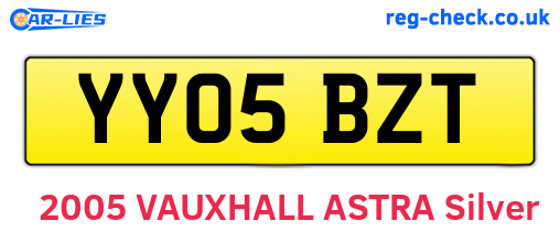 YY05BZT are the vehicle registration plates.
