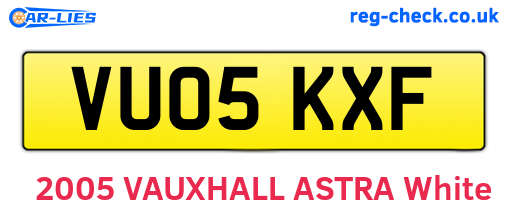 VU05KXF are the vehicle registration plates.