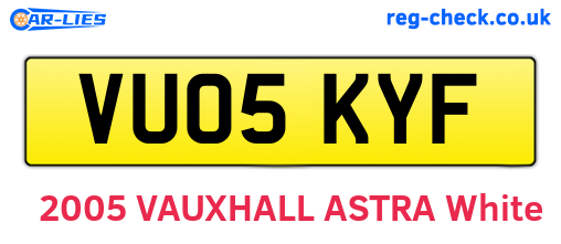 VU05KYF are the vehicle registration plates.