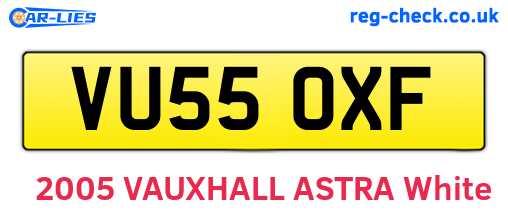 VU55OXF are the vehicle registration plates.