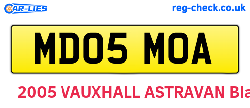 MD05MOA are the vehicle registration plates.
