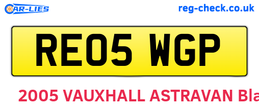 RE05WGP are the vehicle registration plates.