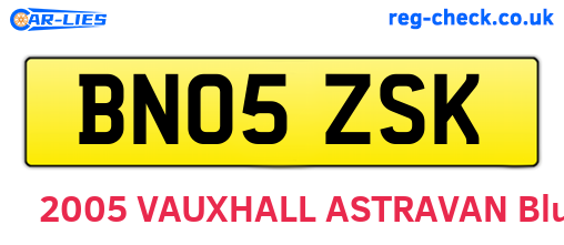 BN05ZSK are the vehicle registration plates.