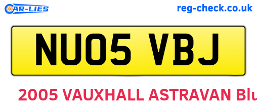 NU05VBJ are the vehicle registration plates.