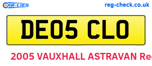 DE05CLO are the vehicle registration plates.