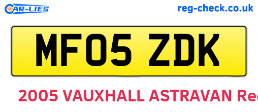 MF05ZDK are the vehicle registration plates.