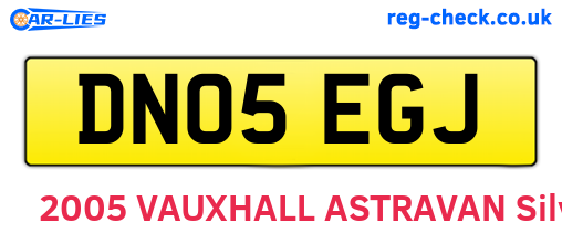 DN05EGJ are the vehicle registration plates.