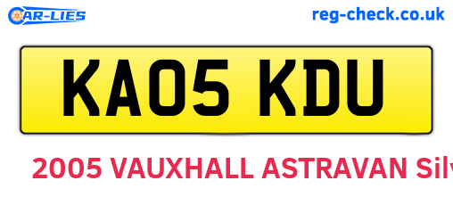 KA05KDU are the vehicle registration plates.