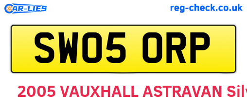 SW05ORP are the vehicle registration plates.