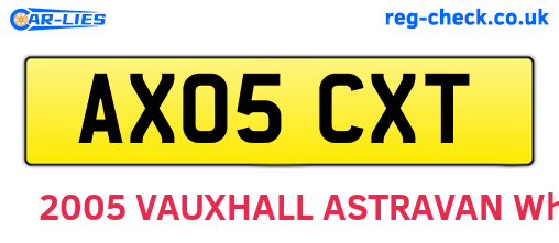 AX05CXT are the vehicle registration plates.