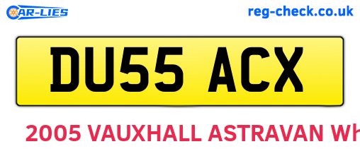 DU55ACX are the vehicle registration plates.