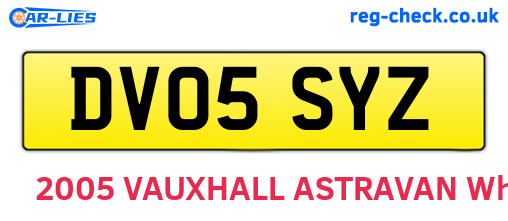 DV05SYZ are the vehicle registration plates.