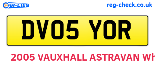 DV05YOR are the vehicle registration plates.