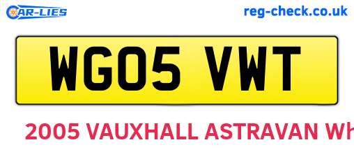 WG05VWT are the vehicle registration plates.