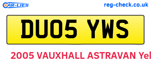DU05YWS are the vehicle registration plates.