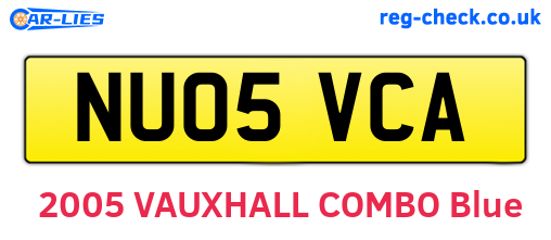 NU05VCA are the vehicle registration plates.