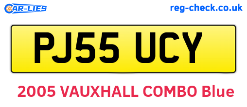 PJ55UCY are the vehicle registration plates.