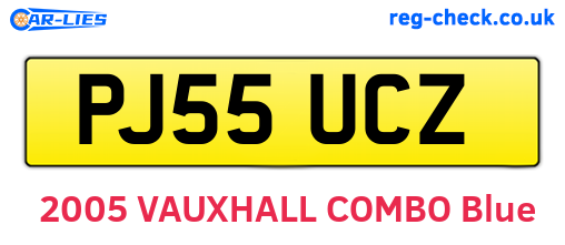 PJ55UCZ are the vehicle registration plates.