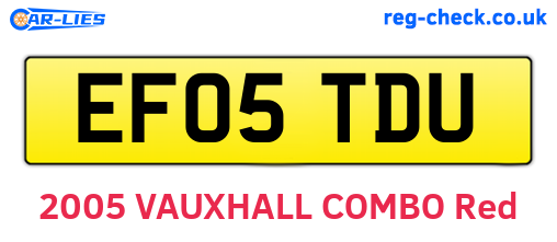 EF05TDU are the vehicle registration plates.