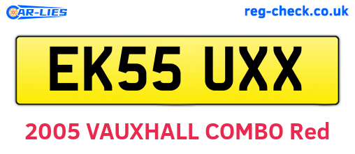 EK55UXX are the vehicle registration plates.
