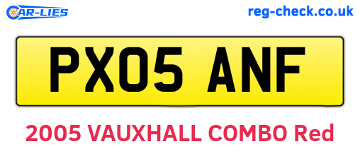 PX05ANF are the vehicle registration plates.