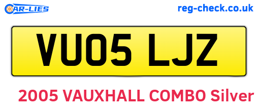 VU05LJZ are the vehicle registration plates.