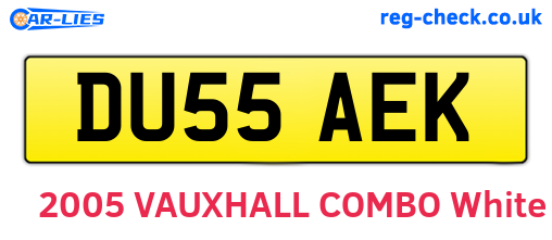 DU55AEK are the vehicle registration plates.