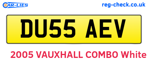 DU55AEV are the vehicle registration plates.