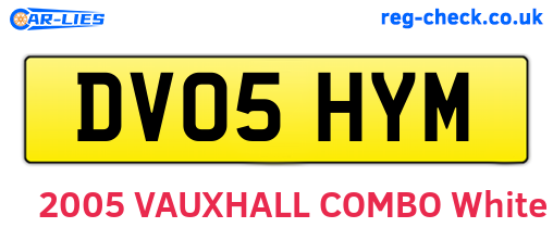 DV05HYM are the vehicle registration plates.