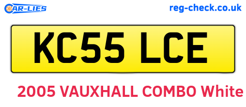 KC55LCE are the vehicle registration plates.