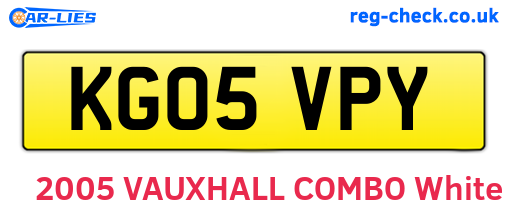KG05VPY are the vehicle registration plates.