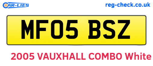 MF05BSZ are the vehicle registration plates.