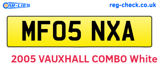 MF05NXA are the vehicle registration plates.