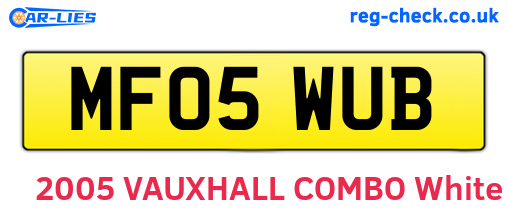 MF05WUB are the vehicle registration plates.