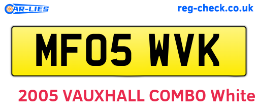 MF05WVK are the vehicle registration plates.