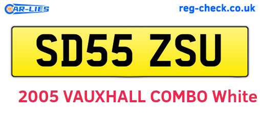 SD55ZSU are the vehicle registration plates.