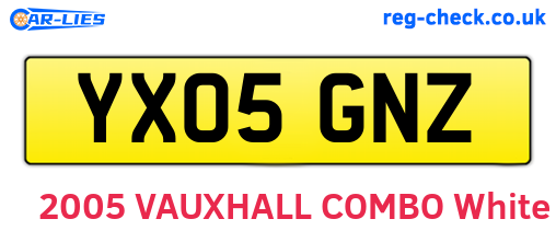 YX05GNZ are the vehicle registration plates.