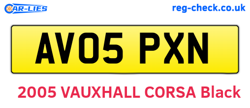 AV05PXN are the vehicle registration plates.