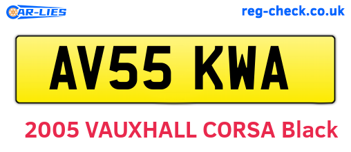 AV55KWA are the vehicle registration plates.