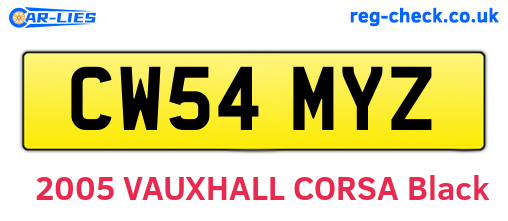 CW54MYZ are the vehicle registration plates.