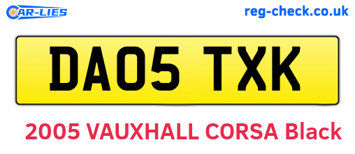 DA05TXK are the vehicle registration plates.