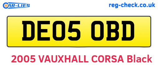 DE05OBD are the vehicle registration plates.