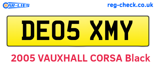 DE05XMY are the vehicle registration plates.