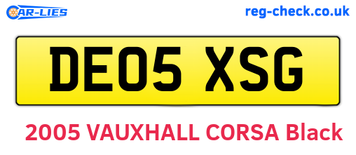 DE05XSG are the vehicle registration plates.