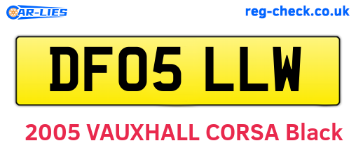 DF05LLW are the vehicle registration plates.
