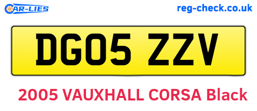 DG05ZZV are the vehicle registration plates.