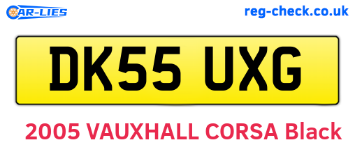DK55UXG are the vehicle registration plates.