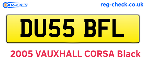 DU55BFL are the vehicle registration plates.