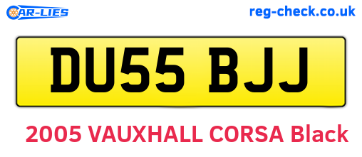 DU55BJJ are the vehicle registration plates.