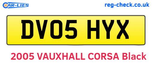 DV05HYX are the vehicle registration plates.